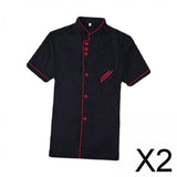 Maxbell 2x  Breathable Chef Coat Short Length Sleeve Chef Jacket for Cafe M