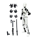 3D Printed Multi Jointed Movable Male Action Figure for Collection Role Play black and white