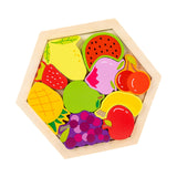 Maxbell Wooden Infant Puzzles Cute for Kids Beginner Preschool Educational Activity Pattern C