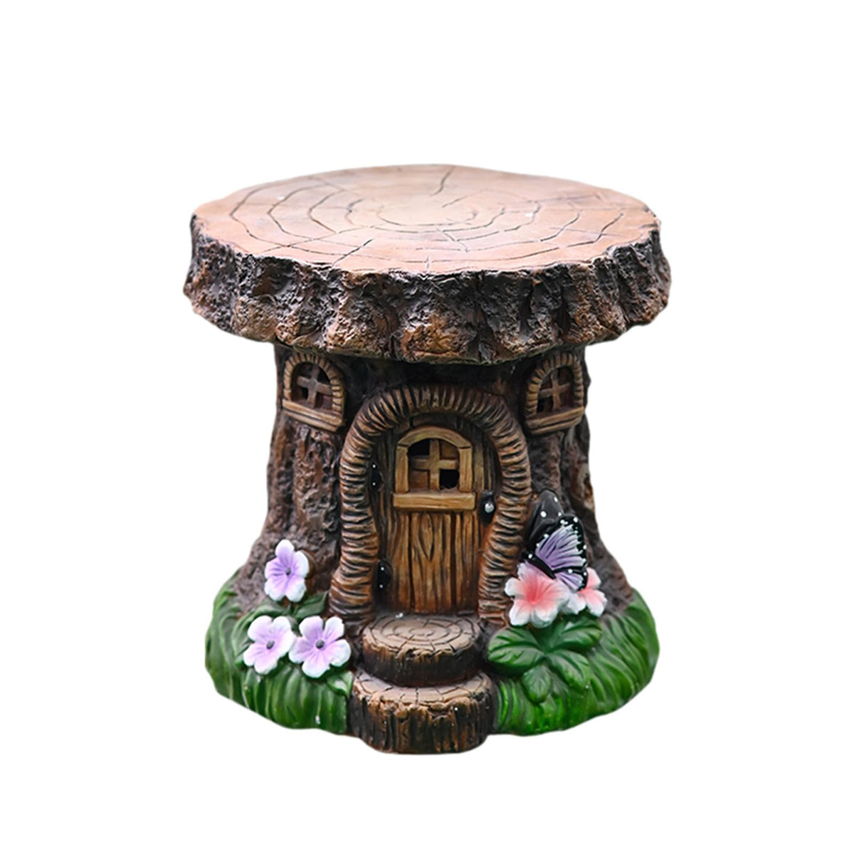 Resin Tree Stump Stool Garden Ornament for Living Room Decor Multifunctional