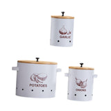 Maxbell 3 Pieces Potato Onion Garlic Canister with Aerating Holes for Pantry Picnics White