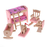 Maxbell DIY 1/12 Dollhouse Miniatures Furniture Bunk Bed Cradle Chair Set Toys Decor