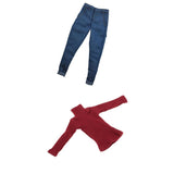 Maxbell 1/6 Mans Turtleneck Sweater Jeans Trousers for 12 Inch Action Male Figures