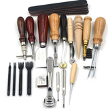 DIY Leather Craft Punch Tools Kit Stitching Carving Sewing Saddle Groover