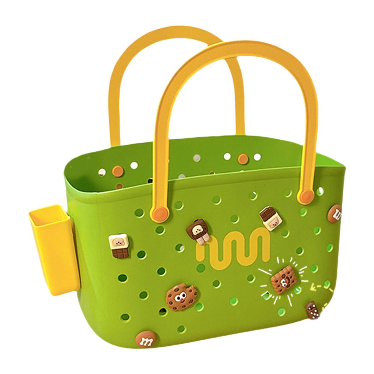 Maxbell Beach Bag Waterproof Multipurpose Stylish Portable Top Handle Pouch Tote Bag Green with Grid