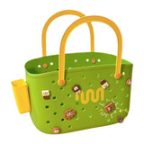 Maxbell Beach Bag Waterproof Multipurpose Stylish Portable Top Handle Pouch Tote Bag Green with Grid