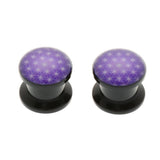 Maxbell 1Pair Acrylic Purple Net Flesh Tunnel Ear Plug Earring Expander 12mm - Aladdin Shoppers