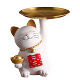 Maxbell Maxbell Resin Cute Cat Storage Tray Statue Creative for Office Restaurant Decoration