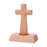 Maxbell Wood Cross Statue with Stand Collection for Catholic Church Prayer Ornaments Sqaure Head
