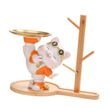 Maxbell Cat Figurine Desk Storage Tray Art Craft Ornament for Bookshelf Dining Table orange