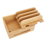 Maxbell Multi Device Docking Station Wood Desktop Docking Charging Stand for Tablet