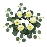 Maxbell Candle Ring Wreath Artificial Rose Candle Ring for Dinner Restaurant Holiday White