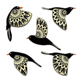 Maxbell 5 Pieces Rustic Wall Sculpture Wooden Bird Wall Art for Bathroom Wall Office