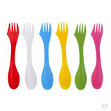 Maxbell 12 Pcs / Set Camping Utensils Spork Combo Travel Gadget Spoon Fork Cutlery