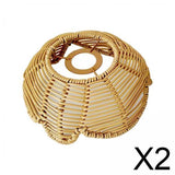 Maxbell 2xRattan Lamp Shade Ornament Droplight Weaved for Teahouse Living Room Kitchen Brown