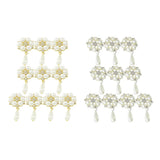 Maxbell 20Pcs 28X53mm Rhinestone Pearl Buttons Flatback Embellishments Gold&Silver