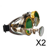 Maxbell 2xFashion Steampunk Glasses Ocular Loupe Photo Prop Colored frame Sunglasses Green