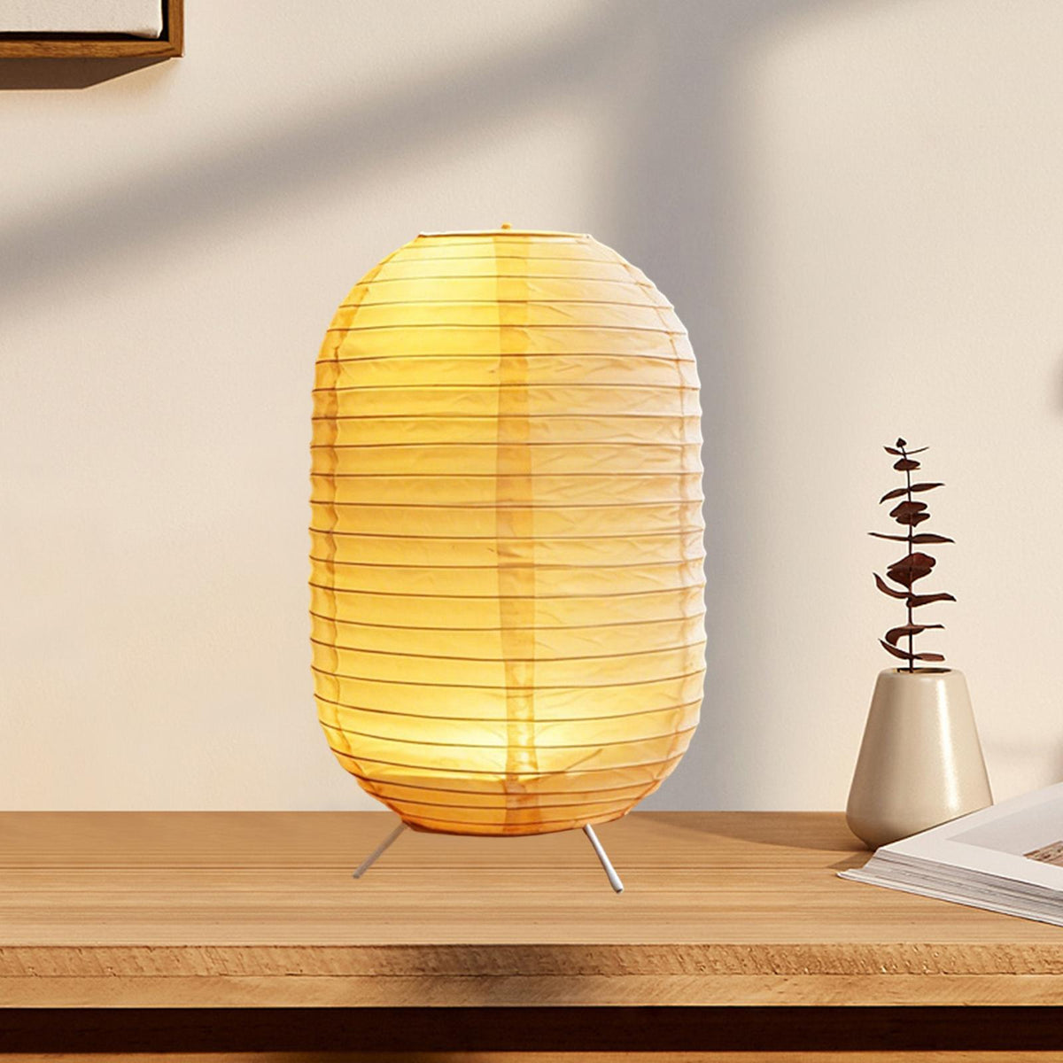 Paper Table Lamp Decorative Ambient Lighting Paper Lamp for Dorm Office Home Style C