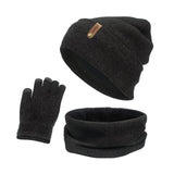 Maxbell 2xWomen Winter Beanie Hat Scarf Hat Knitted Gloves Fleece Lining numb gray