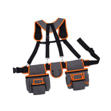 Maxbell Tool Belt with Suspenders Dad Gift Pack Organizer for Adults Family Plumbing Orange Gray