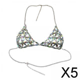 Maxbell 5xWomen's Body Chain Sleeveless Stylish Lingerie for Festival Streetwear Beach Silver
