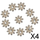 Maxbell 4xCrystal Diamante Pearl Flower Buttons FLATBACK Embellishment H