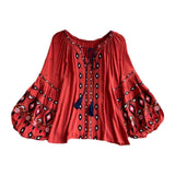 Maxbell Embroidery Blouse for Women Trendy Ethnic Shirt for Daily Wear Street Orange Red