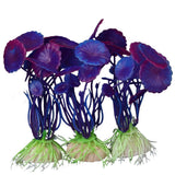 Maxbell 18cm Plastic Aquarium Plants Ornament for Fish Tank - Fuschia+3Pcs Plastic Aquarium Plants Ornament for Fish Tank+3 PCS Simulation Aquatic Plastic Plants Aquarium Ornament Decorations -Purple