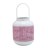 Maxbell Iron Pink Hollow-out Flower Candle Holder Aromatherapy Decor with Handle