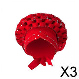 Maxbell 3xAfrican Turban Women Sequin Headwear Head Scarf Hair Cover Girls Headwrap Red