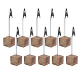 Maxbell 20 Pieces Rustic Fire Scar Wooden Base Photo Clip Wedding Table Card Holder