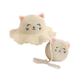 Maxbell Straw Hat and Small Bag Set Sun Hat for Outdoor Activities Vocations Holiday Beige