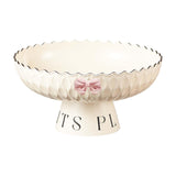 Maxbell Fruit Bowl Organization Fruit Tray Pedestal Bowl for Dessert Farmhouse Party Creamy White