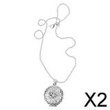 Maxbell 2xVintage 925 Silver Plated Hollow Round Locket Pendant Necklace Jewelry Gift