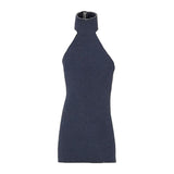 Maxbell 1:12 Women Dress Mini Doll Elastic Dress for 6inch Action Figure Accessories Dark Blue