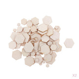 Maxbell 200Pieces Natural Hexagonal Unfinished Wood Chip Embellishment for DIY Craft