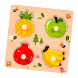 Wooden Peg Puzzle Preschool Shape Matching Board for Game Outdoor Activities fruit