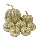 Maxbell 7 Pieces Artificial Glitter Pumpkins Table Centerpiece for Home Parties Fall Gold