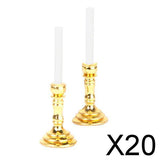 Maxbell 20xPair of 1:12 Dollhouse Miniature Candlesticks White Candles