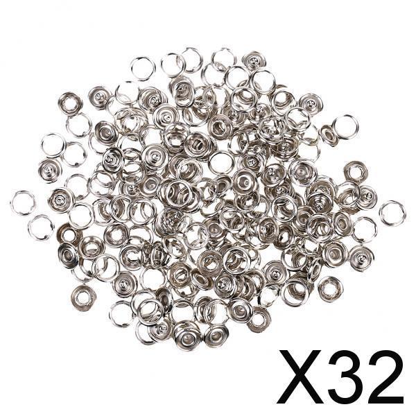 Maxbell 32x50 Sets 7/16 Inch Open Ring No Sew Snaps Fasteners Silver
