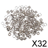 Maxbell 32x50 Sets 7/16 Inch Open Ring No Sew Snaps Fasteners Silver