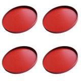 Maxbell 4pcs Natural Wood Round Serving Bread Plates Wooden Food Dish Tea Tray Red - Aladdin Shoppers