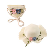 Maxbell Children's Sun Hat with Tote Kids Girl Beach Cap for Beach Easter Activities white