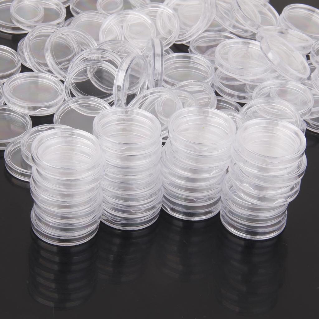 Maxbell Maxbell 100pcs Clear Coin Capsules Containers Boxes Holders 24mm