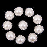 Maxbell 4x10pcs Crystal Faux Pearl Buttons Shank Decoration DIY Craft 21mm White