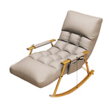 Maxbell Reclining Rocking Chair for Living Room, 5-Level Adjustable, Tech Fabric, 150kg Thick Gold Leg White