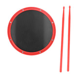 Maxbell 12inch Practice Drum Pad Portable Drumsticks Included for Gifts Home Student Red
