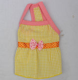 Maxbell Maxbell Puppy Dress Dog Vest T Shirt Plaid Summer Apparel Bowtie Costume Yellow-M