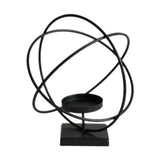 Candlestick Stand Ornament Metal Candlestand for Centerpiece Decorating Home Round black