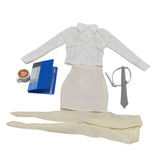 Maxbell 1/6 Scale Female Clothes Stylish Costume Miniature Doll Clothing File Folder Apricot white